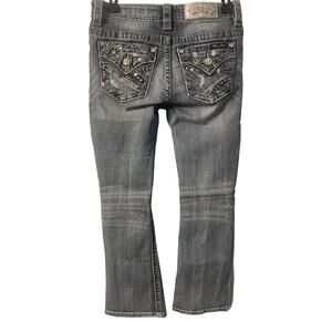 Miss Me Standard Boot Cut Jeans 27 Rhinestones Flap Pockets Stitch styleME3D4BBS